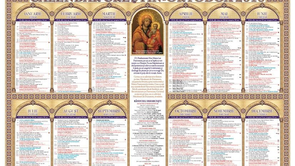 calendar crestin ortodox 2016