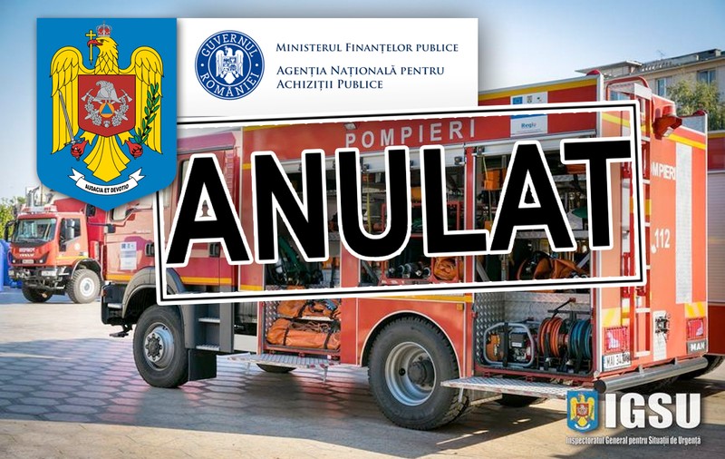 IGSU recunoaște oficial că a anulat licitația de 600 de milioane de euro fără avizul Agenției Naționale pentru Achiziții Publice