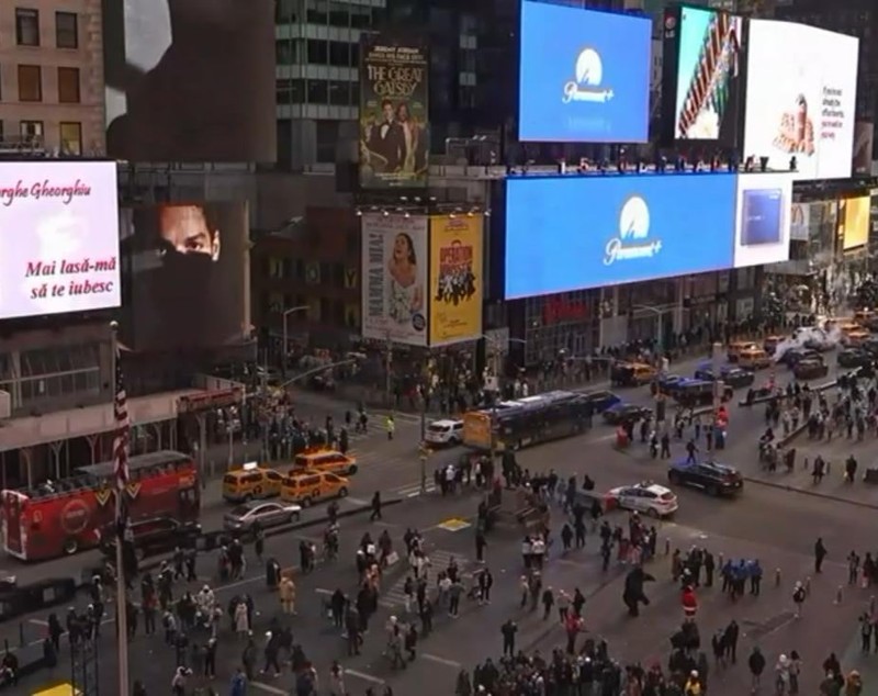 Cum a apărut Gheorghe Gheorghiu pe ecranele gigant din New York la început de an. Surpriza din Times Square