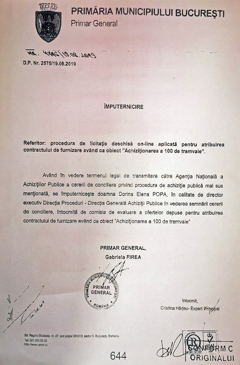Documentul prin care Gabriela Firea a împuternicit-o pe Dorina Elena Popa