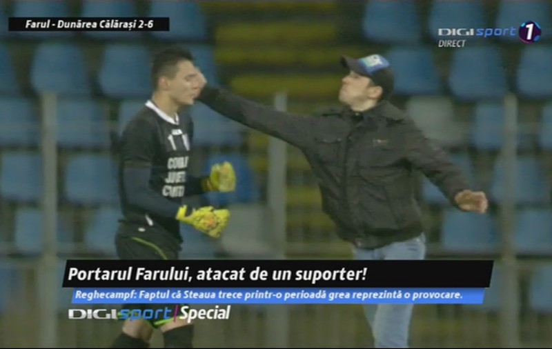 Liga 2. Portarul gazdelor, atacat violent de un fan huligan. Ce pedeapsă a primit suporterul/ FOTO