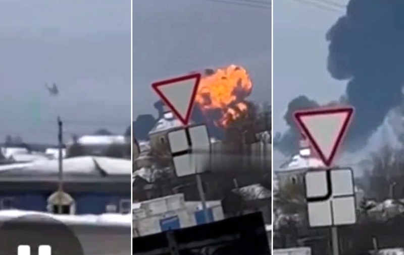 Momentul în care avionul militar rusesc se prăbușește în apropiere de granița cu Ucraina. Minge de foc în urma impactului | VIDEO
