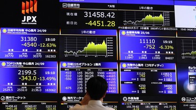 Japan stock logs largest plunge in history