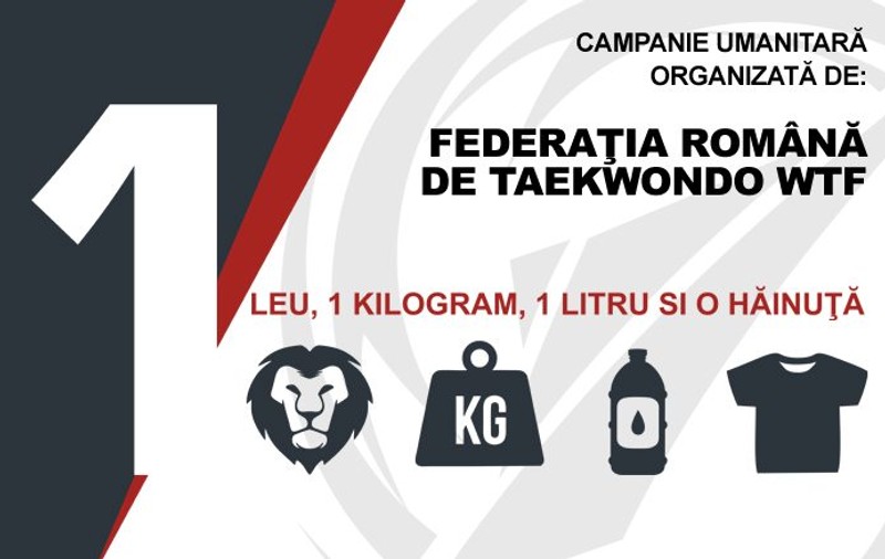 “1 leu, 1 litru, 1 kilogram și o hăinuță”, campanie umanitară organizată de FR Taekwondo WTF