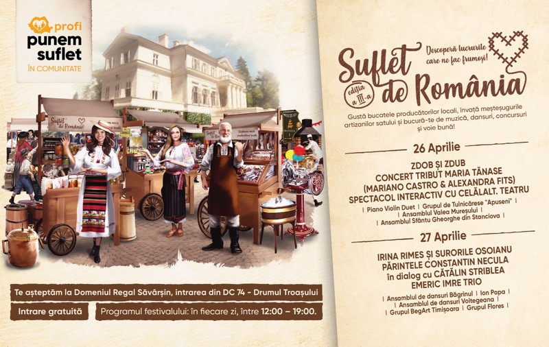 Irina Rimes și Surorile Osoianu, Zdob și Zdub, artizani ai gustului autentic și meșteșugari iscusiți, în a treia ediție a festivalului Suflet de România, pe Domeniul Regal Săvârșin