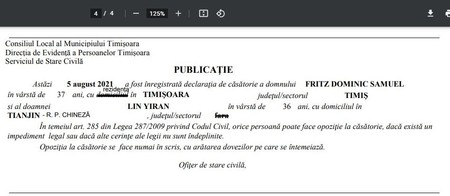 Pe documentul în format digital se observă că a fost șters cuvântul „domiciliul” și înlocuit cu „rezidență”