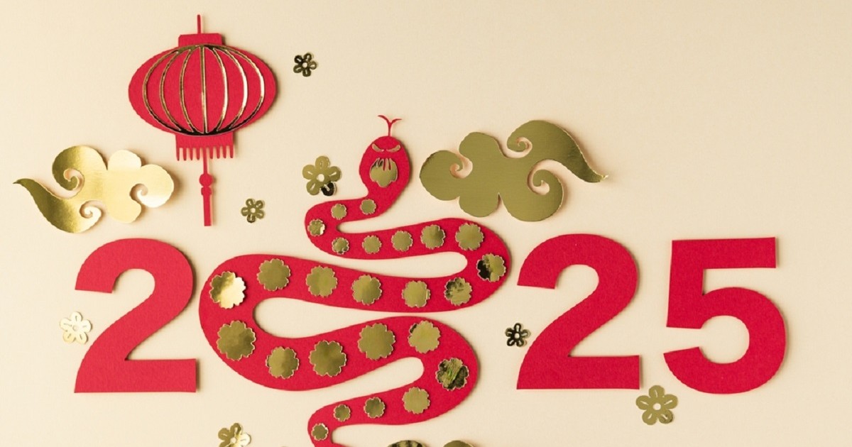 Ilustratiecu zodiacul chinezesc 2025 desenat cu un sarpe in loc de 0 in 2025, simbolizand zodia de anul acesta Sarpele de lemn