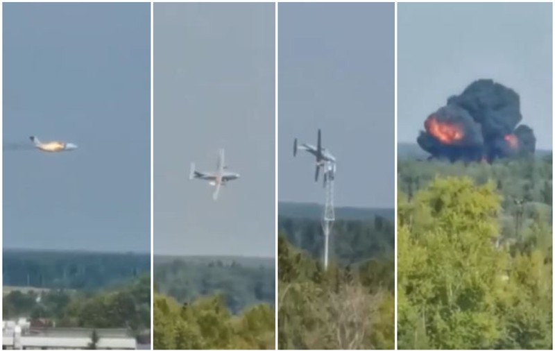 Momentul șocant în care un avion militar se prăbușește lângă Moscova. Trei oameni au murit