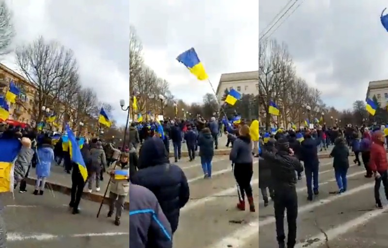 Proteste ale ucrainenilor în Hersonul ocupat de ruși