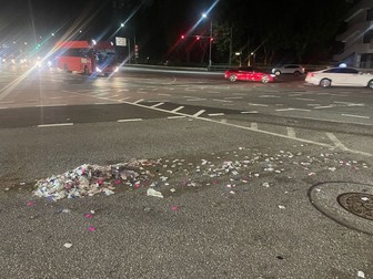 29 May 2024, South Korea, Seoul: Garbage littered from a balloon presumably sent by North Korea, was found in Seoul's Yeongdeungpo Ward. Some 90 such balloons have been discovered so far in Gyeonggi and Gangwon provinces, bordering North Korea, according to military and police sources, adding that they did not carry propaganda leaflets but contained trash and other waste. Photo: -/YNA/dpa