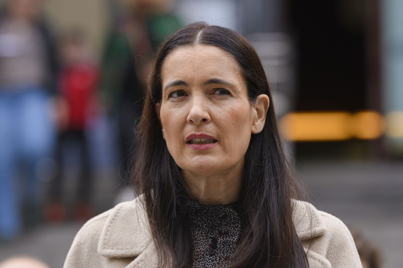 Primarul Sectorului 1, Clotilde Armand, participa la o conferinta de presa inainte de a-si depune candidatura pentru un nou mandat la sediul Biroului Electoral al Circumscriptiei electorale nr.1, in Bucuresti, joi, 25 aprilie 2024. ALEXANDRU DOBRE/ MEDIAFAX FOTO.