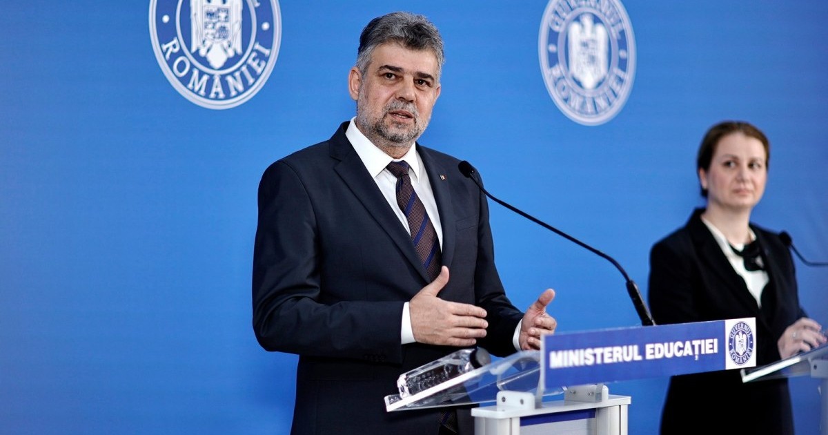 Premierul Marcel Ciolacu, la conferința de presă de la sediul Ministerului Educației, marți, 27 iunie. Foto: Guvernul României