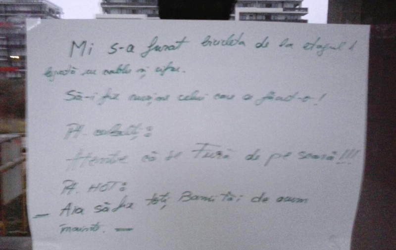 BLESTEM ORIGINAL! Uite ce îi transmite un clujean hoţului care i-a furat bicicleta