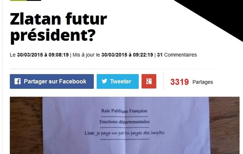 Zlatan Ibrahimovic a fost votat la alegerile departamentale din Franța