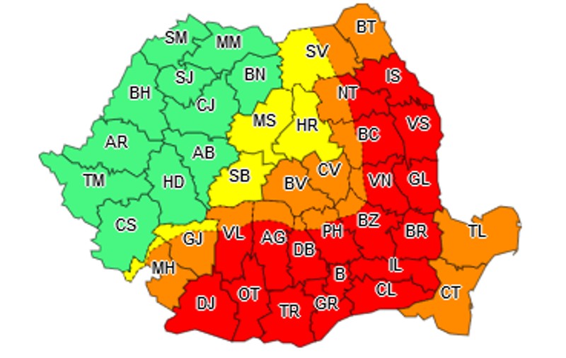 UPDATE. A fost COD ROȘU de caniculă, în București și 19 județe