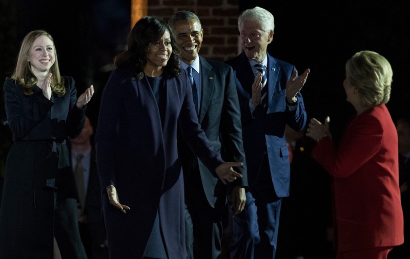 Hillary Clinton, alături de Barack și Michelle Obama la finalul campaniei