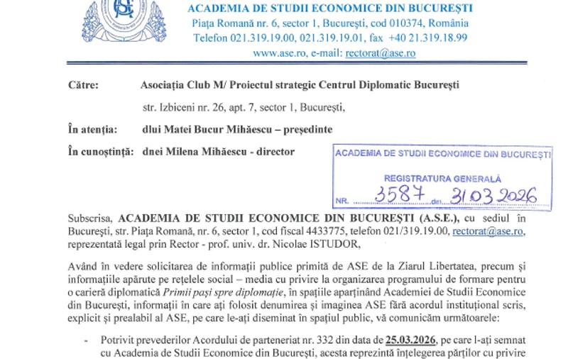 ASE și MAE se distanțează de Centrul Diplomatic București, care dorește să formeze tineri pentru o carieră diplomatică, prin cursuri oferite de Adrian Severin 