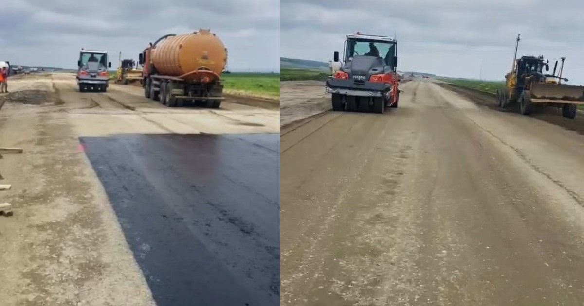 Se toarnă primii kilometri de pe lotul Mircești - Pașcani din județul Iași