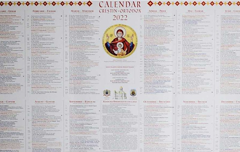 Calendar ortodox 2022 - sărbători religioase, zile de post și dezlegare la pește