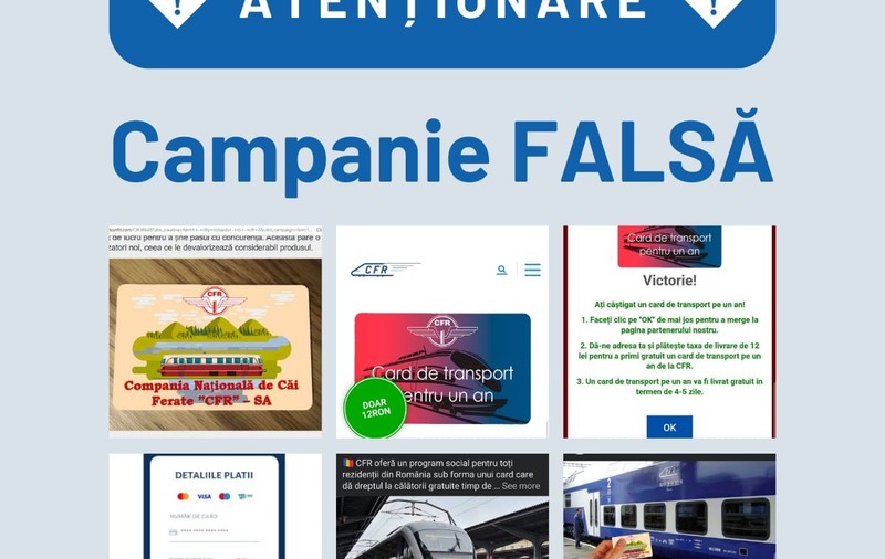CFR Călători avertizează asupra unui concurs fals promovat online: Este o tentativă de fraudă informatică
