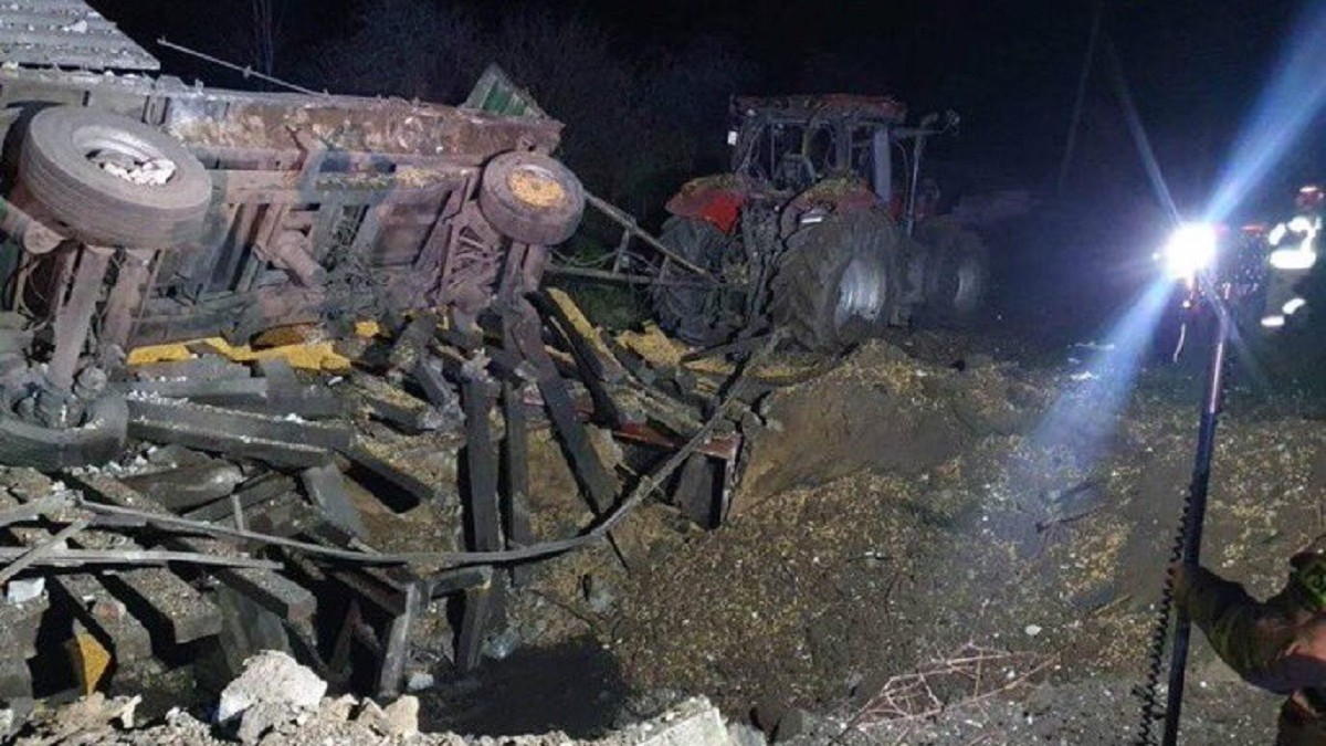 Racheta căzută în Polonia a lovit un tractor și a ucis doi oameni. Foto: Twitter