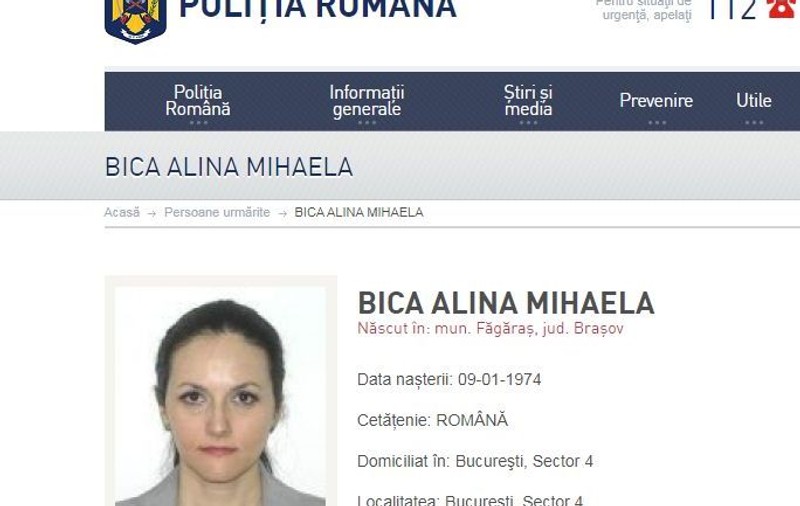 Alina Bica a fost dată în urmărire. Fotografia fostei șefe DIICOT, pe site-ul Poliției Române