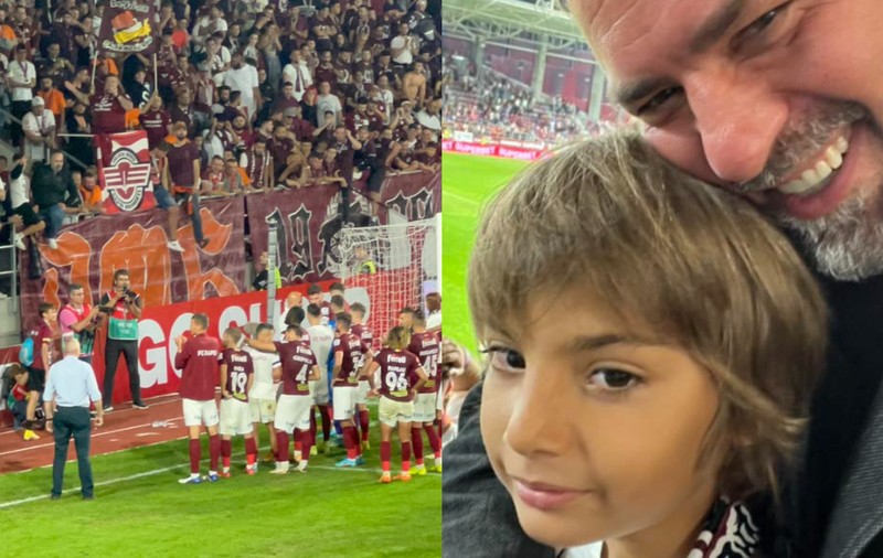 Cum a apărut Horia Brenciu cu băiețelul său la meciul Rapidului cu Mioveni: „Am avut o seară vișinie perfectă”. Cu cine s-au întâlnit în tribune