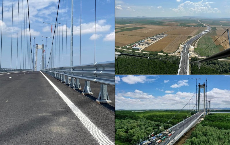 Podul peste Dunăre de la Brăila, inaugurat oficial, cu acces interzis pentru bicicliști și pietoni. „Are o anumită înălțime, sunt curenți de aer”