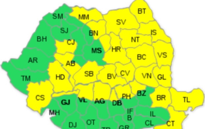 UPDATE | Cod galben de vânt. Avertizare de fenomene meteo imediate