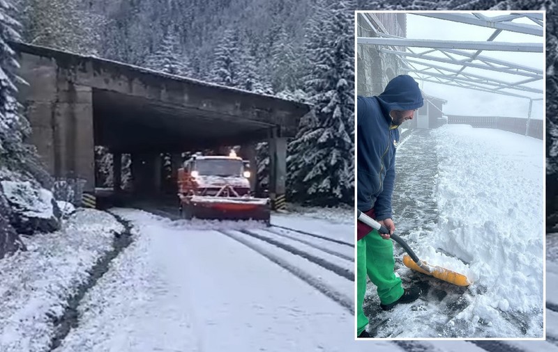 Prima zăpadă pe Transfăgărășan: drumarii au ieșit cu plugurile ca să curețe șoseaua | VIDEO