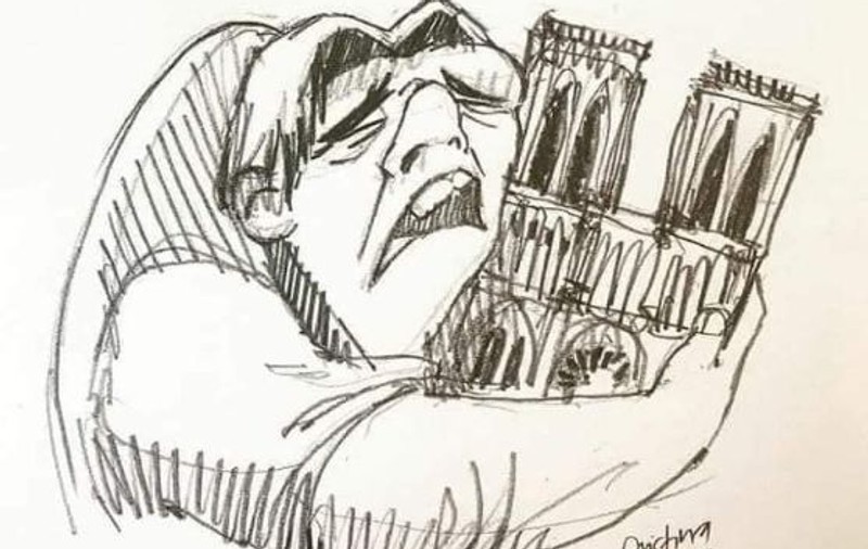 FOTO | Ilustrații emoționante realizate de artiști după incendiul de proporții de la Catedrala Notre-Dame din Paris