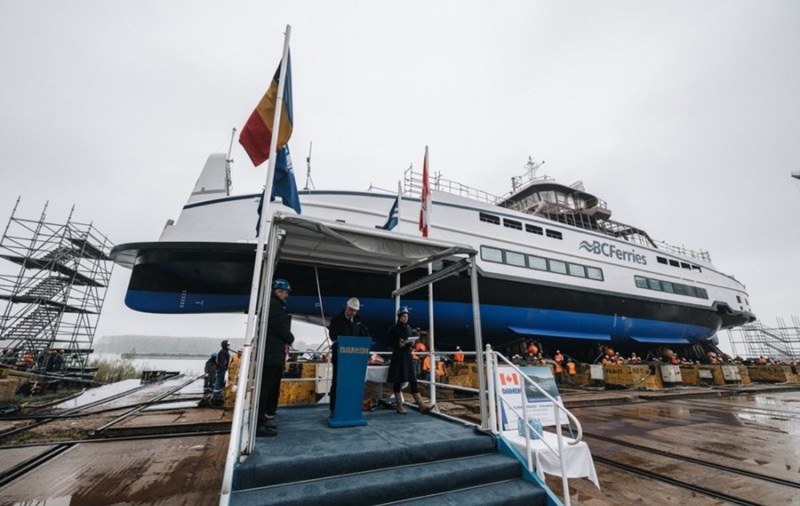 Un nou feribot construit la Galați a fost lansat la apă. Nava face parte dintr-o comandă canadiană