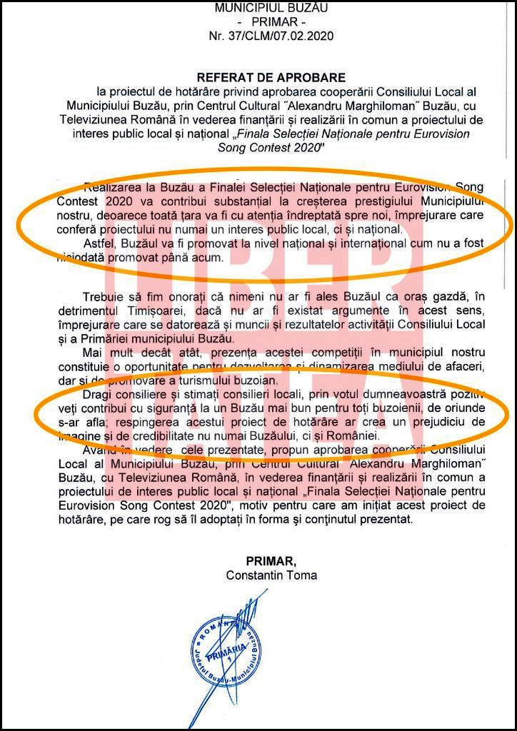 Expunerea de motive a primarului Constantin Toma