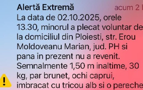 MESAJ RO ALERT CIOPIL DISPARUT