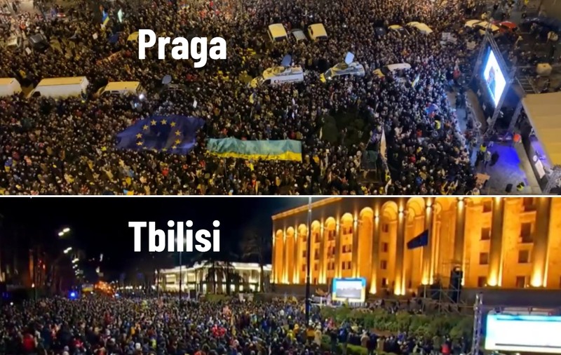 VIDEO | Proteste uriașe în mai multe orașe față de invazia Rusiei în Ucraina. Zelenski le-a transmis live, pe Zoom, un mesaj oamenilor ieșiți în stradă