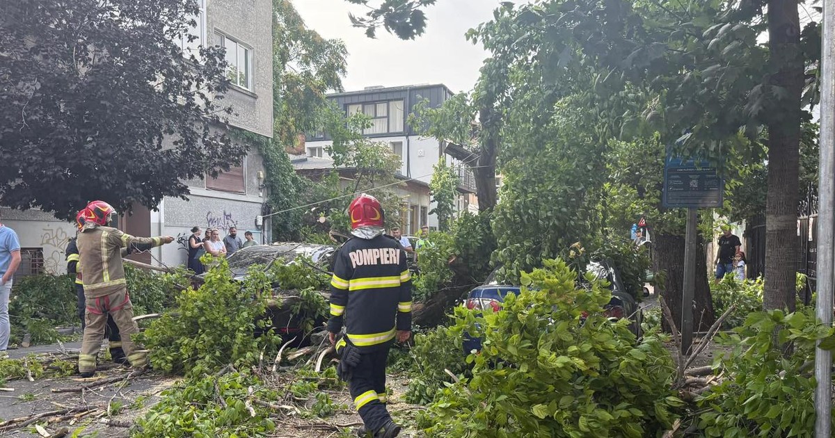 Intervenție după furtuna de cod rosu, în București. Foto Facebook IGSU