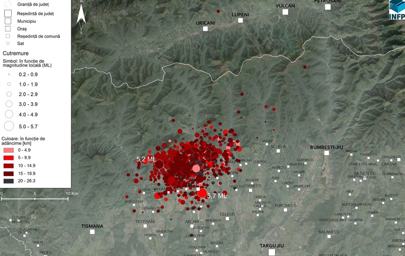 Peste 800 de cutremure în România, în ultima săptămână. Ce arată graficele INFP