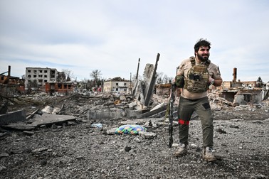 Un militar rus din grupul tactic al batalionului Kashtan al forțelor speciale Ahmat surprins în Sudja. Foto Hepta