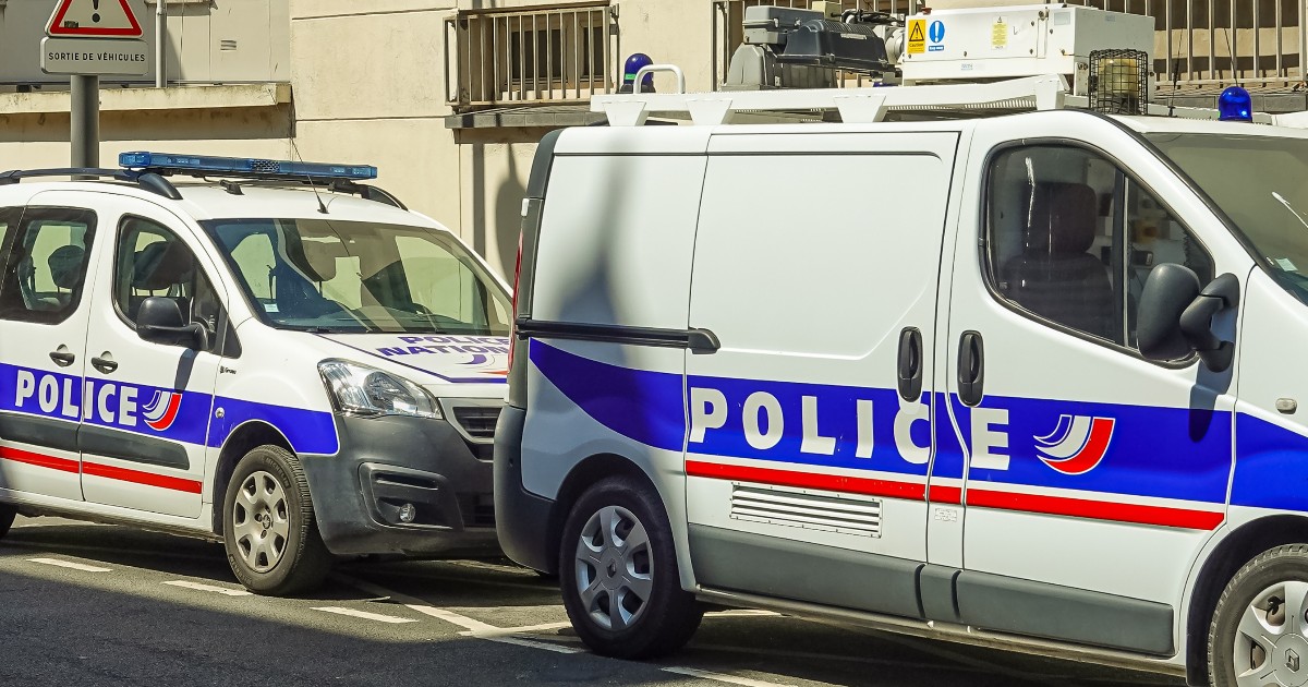 Două mașini de poliție din Franța parcate