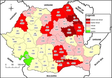 Figura 2. Diferența dintre numărul elevilor înscriși în ciclul gimnazial și cel liceal în 2019