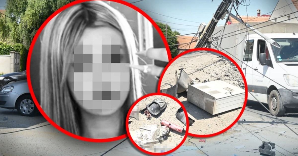 Colaj foto cu fata moartă în accident, cu fața blurată, și alte imagini de la locul accidentului, în care apare mașina distrusă și lucruri sărite din mașină