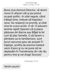 Mesajul trimis de Potra directorului Romgaz. Foto: Ora de Sibiu