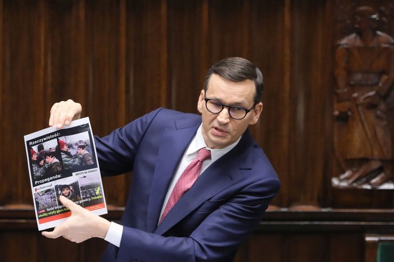Premierul polonez Mateusz Morawiecki a prezentat situația de la graniță în parlamentul de la Varșovia FOTO: EPA