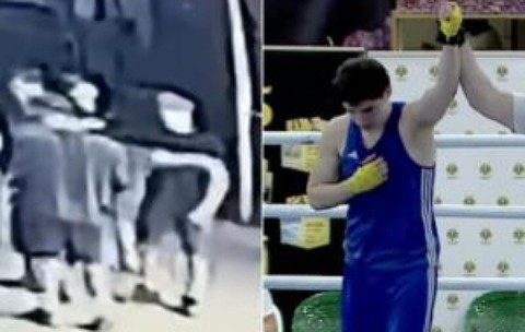 Momentul în care un tânăr de 25 de ani este snopit în bătaie, în Bacău, de un boxer de 17 ani