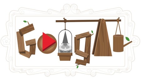 Pagina de pornire a jocului Google cu pitici de grădină