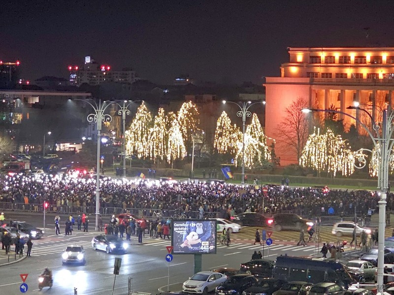 Imagine de la protestul din Piața Victoriei de sâmbătă, 13 decembrie. Foto: Cristian Otopeanu / Libertatea