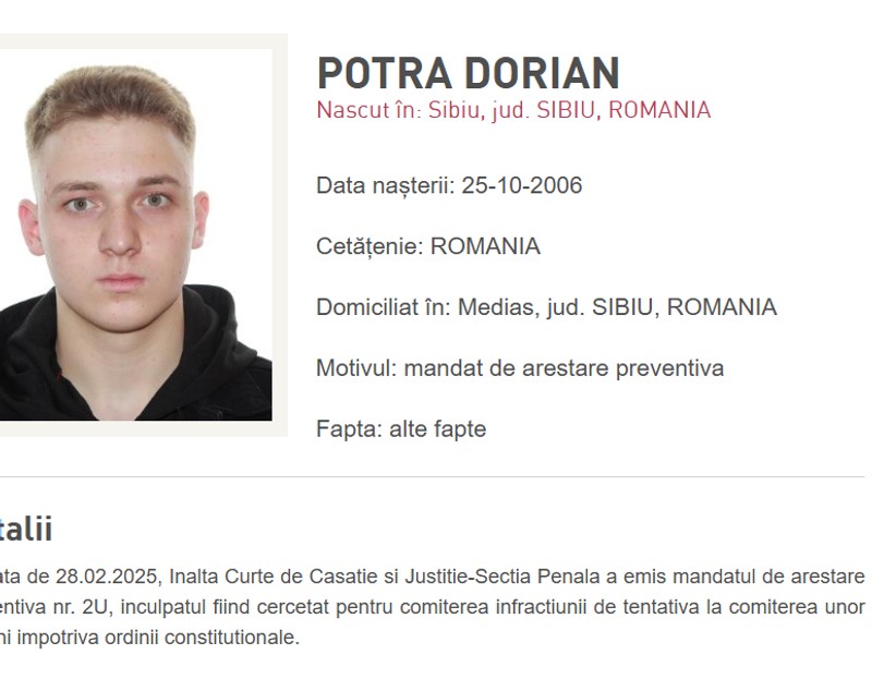 Horațiu Potra apare pe site-ul Poliției Române, dat în urmărire internațională. Omul lui Călin Georgescu a fugit din țară