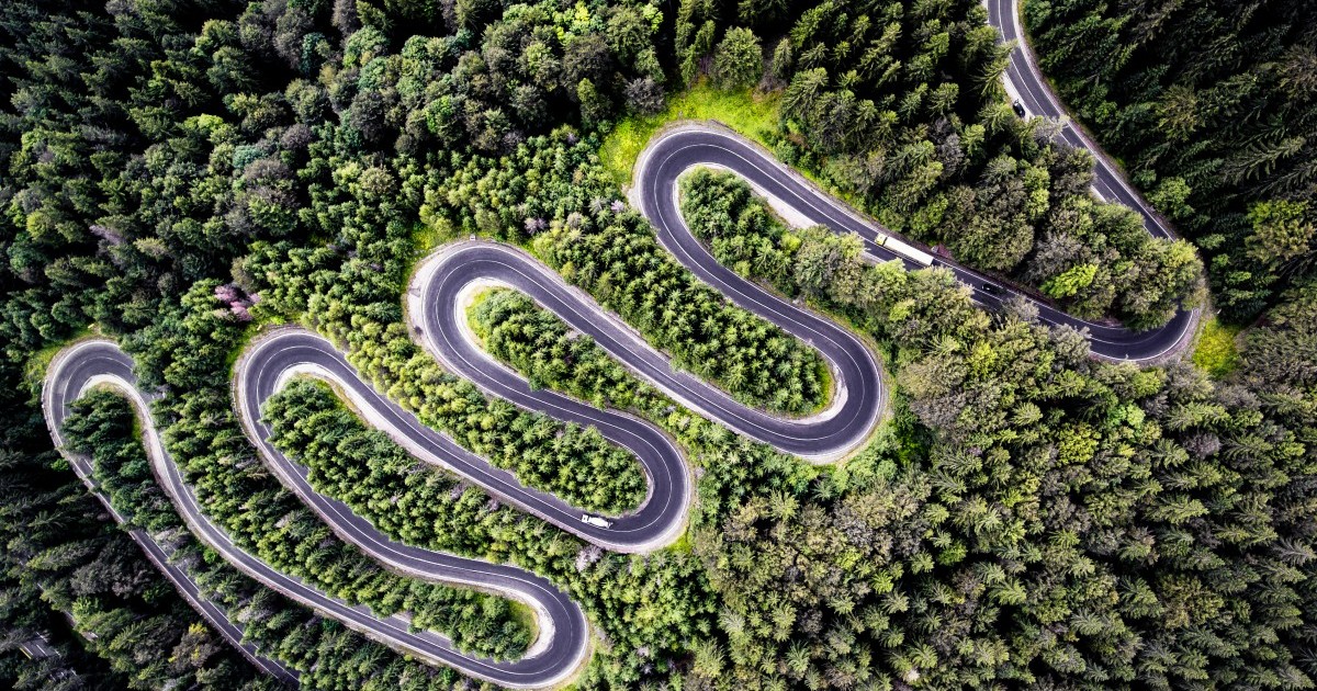O fotografie aeriană din dronă, realizată în Pădurea Bogății, pe drumul dintre Brașov și Sighișoara, a câștigat premiul al doilea al unui concurs de profil