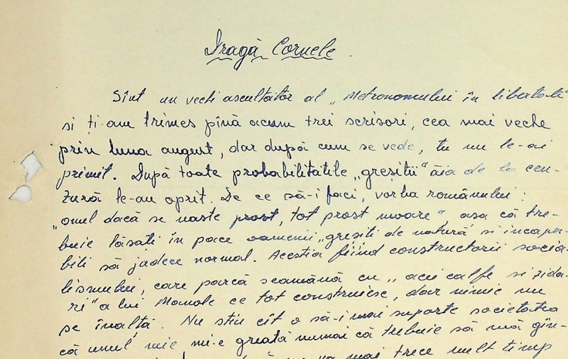 Scrisoarea trimisă în 1970 de un elev de liceu din Sighișoara care i-a făcut pe comuniști să ia probe de scris de la toți elevii din oraș