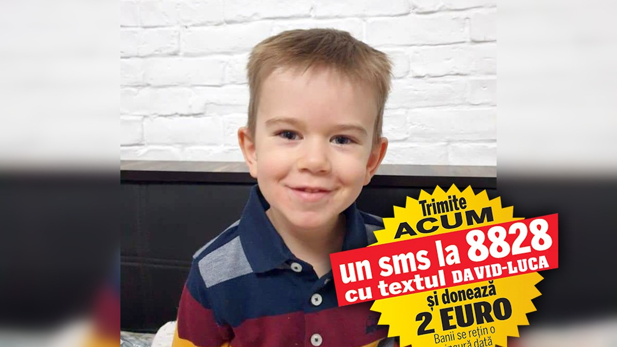 Mușchii lui David-Luca sunt atacați de o boală cumplită. Băiatul de cinci ani are nevoie de 12.000 de lei lunar pentru recuperări care să-i redea mersul